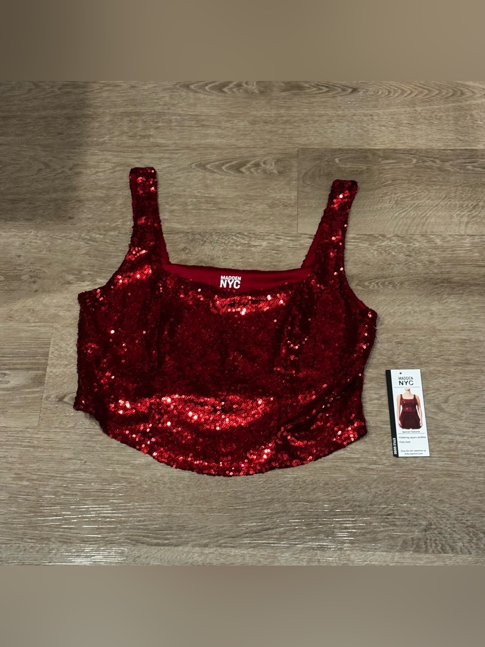 Madden NYC Red Sequin Camisole Crop Top